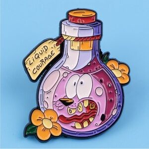 90s Cartoon Enamel Pin, Liquid Courage Featuring Courage the Cowardly Dog.